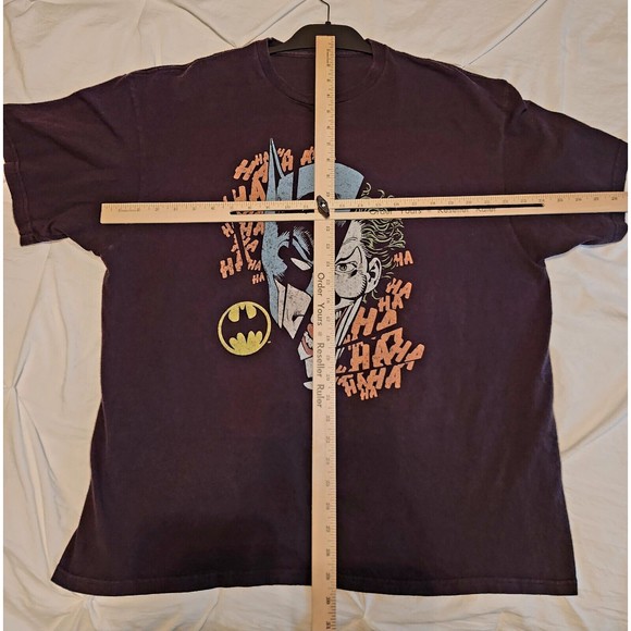 Vintage DC Batman Joker 'Broken Visage' Logo Large Print Black T-Shirt Size L - Picture 4 of 4